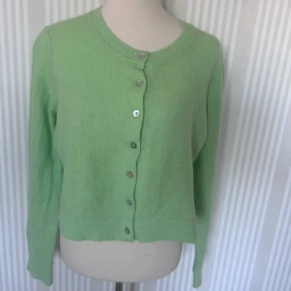 ME+EM Responsible Alpaca Wool Crop Cardigan Green Women’s Size Large - Picture 7 of 11